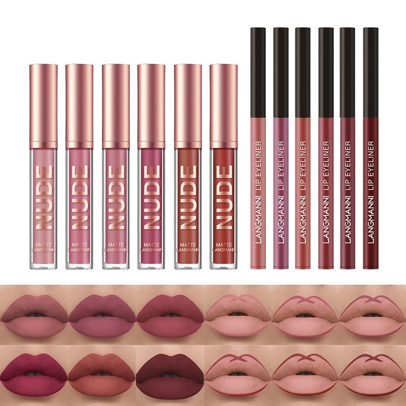 Mattes Lippgloss & Lipliner-Set 12-teilig